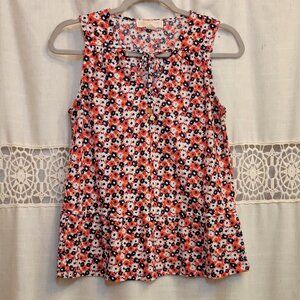 Michael Kors Sleeveless Georgette Carnation Floral V-Neck Blouse Sz. XS